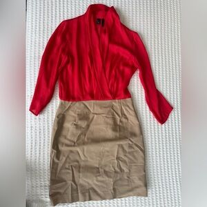 Mango Coral & Khaki dress